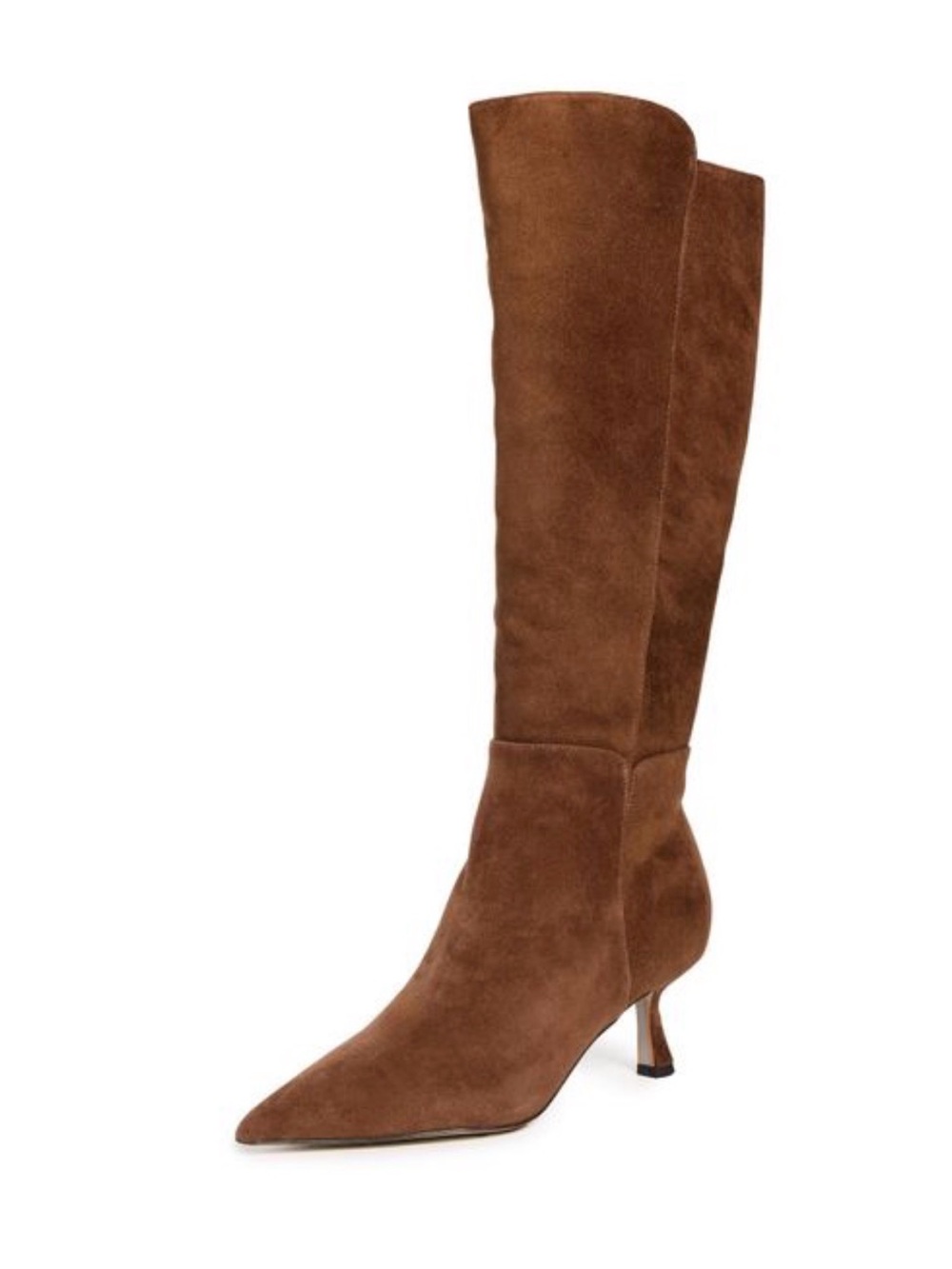 Sam Edelman Brown Suede Over-the-Knee Pointed-Toe Kitten Heel Boots